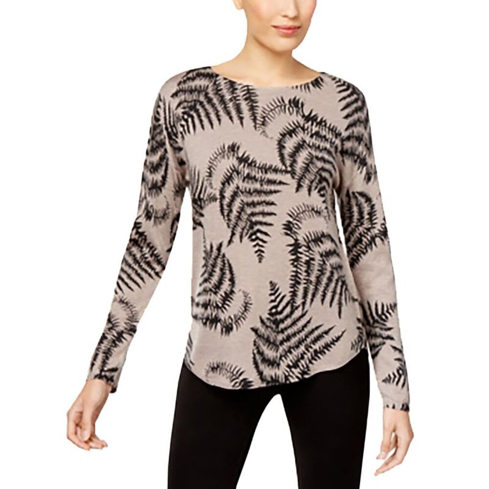 Olivia & Grace Womens Cashmere Blend Printed Pullover Sweater